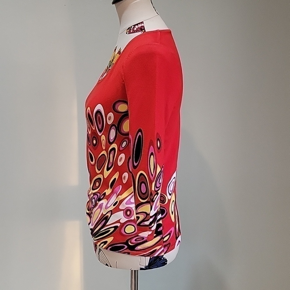 Alison SHERI red 70's psycadelic looking pattern. Size is Small - Picture 2 of 9